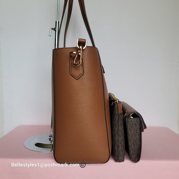 MICHAEL KORS Kimberly Embossed (PU) Large 3-in-1 Tote SET- Brown/Luggage 🎈$198. - Picture 11 of 16